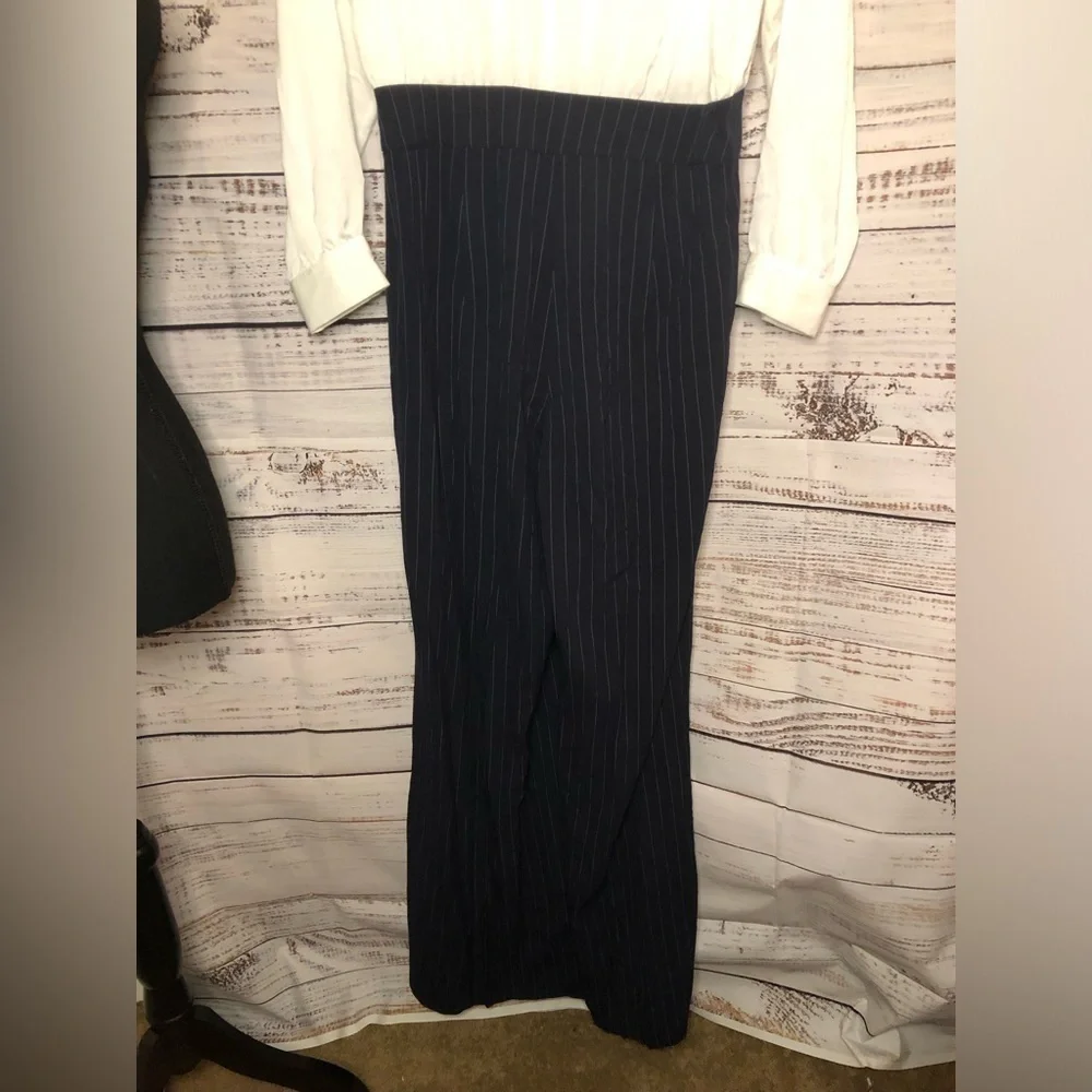 Blue and White Pinstripe Jumpsuit